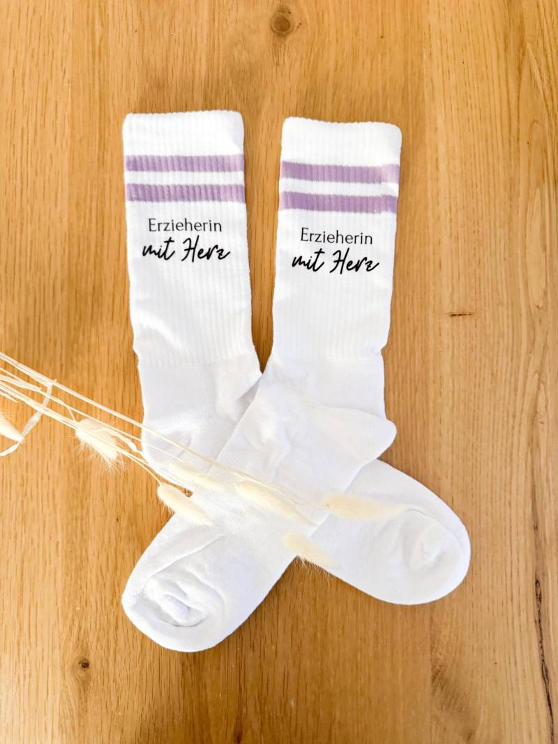 Socken Erzieherin Mit Herz | Personalisiert Tennissocken Personalisierte Geschenkidee Wunschtext Abschied von OhWunderwerk