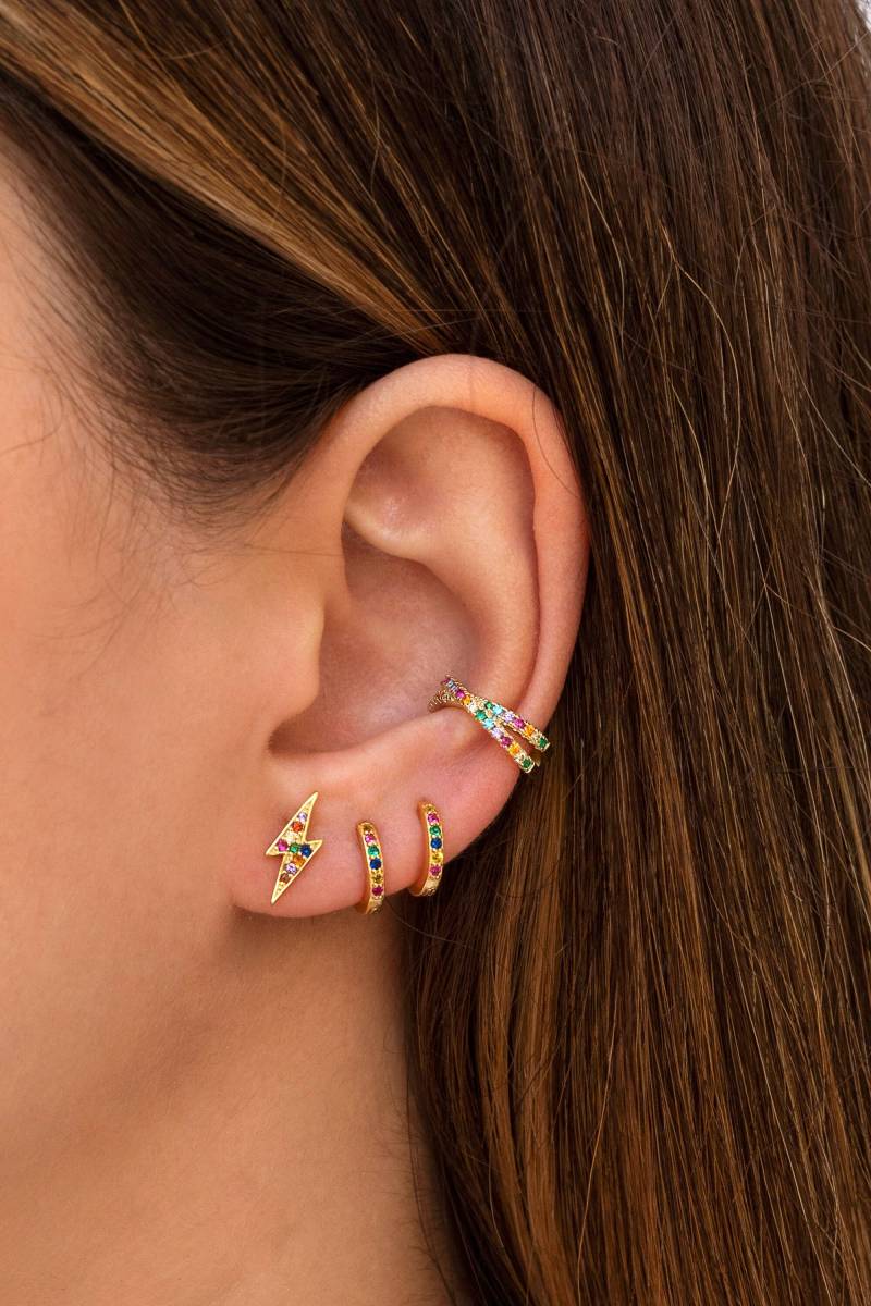 Blitz-Ohrstecker Mit Mehrfarbigen Zirkonen von OhanaJewelsShop