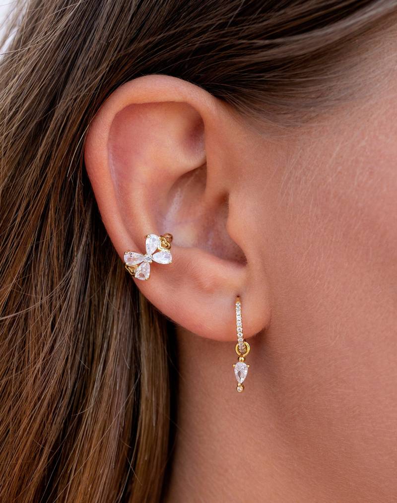 Conch Ear Cuff Ohrringe Mit Blumenförmigen Zirkonen Und Herzen von OhanaJewelsShop