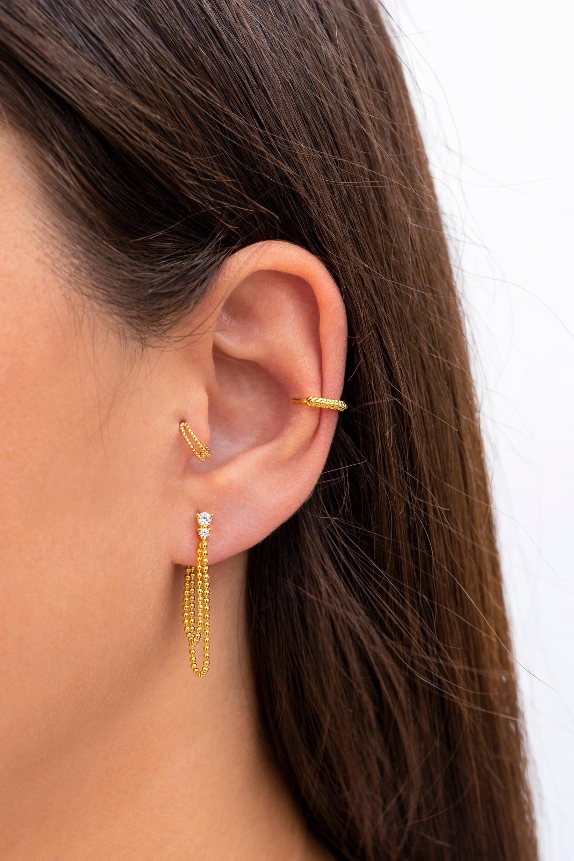 Doppelter Kugel-Tragus-Creolen-Ohrring Doppelter Kugel-Tragus-Creolen-Ohrring von OhanaJewelsShop