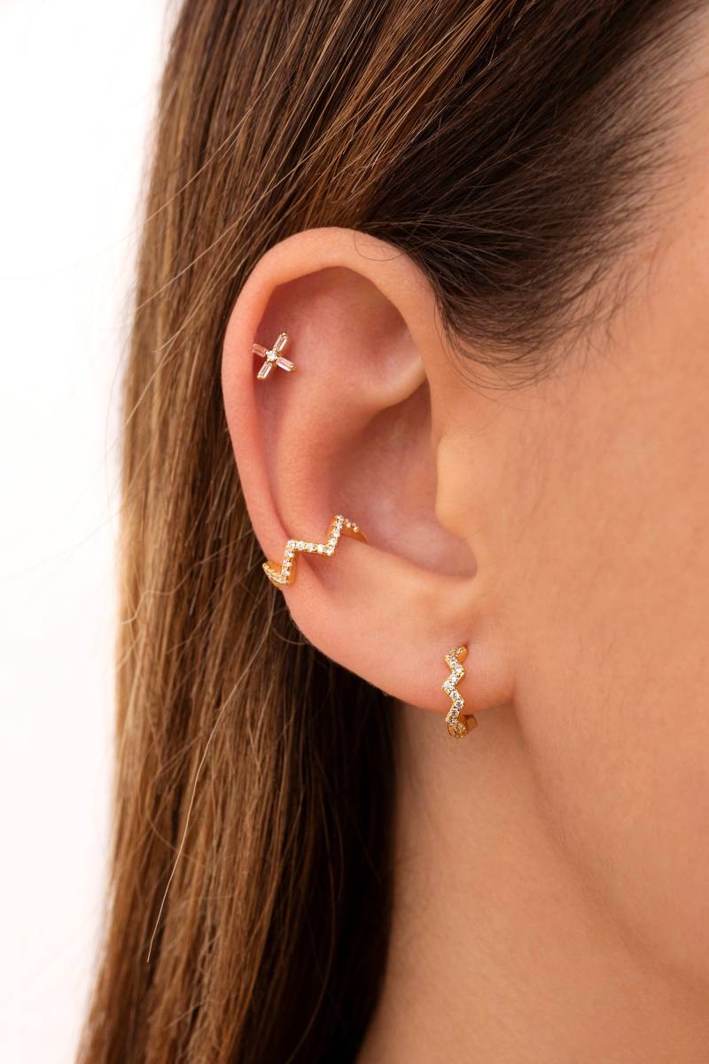 Zickzack-Creolen Mit Pavé-Gefasstem Zirkonia von OhanaJewelsShop