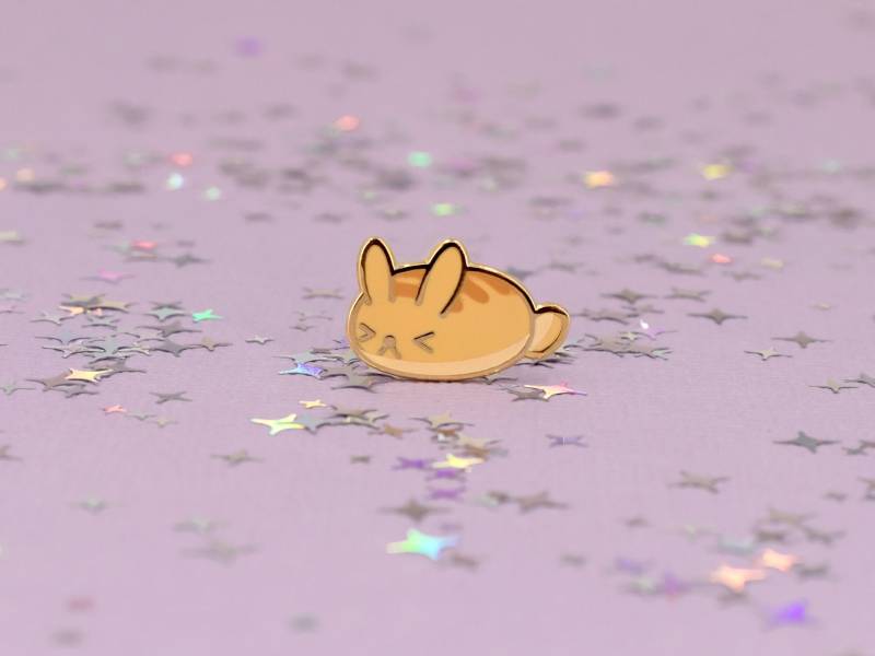 Bread Bun Hard Enamel Mini Pin - Gold, Braun, Orange Kaninchen Anstecknadel Cloisonné Abzeichen Süßes Lustiges Wortspiel von Ohjessicajessica