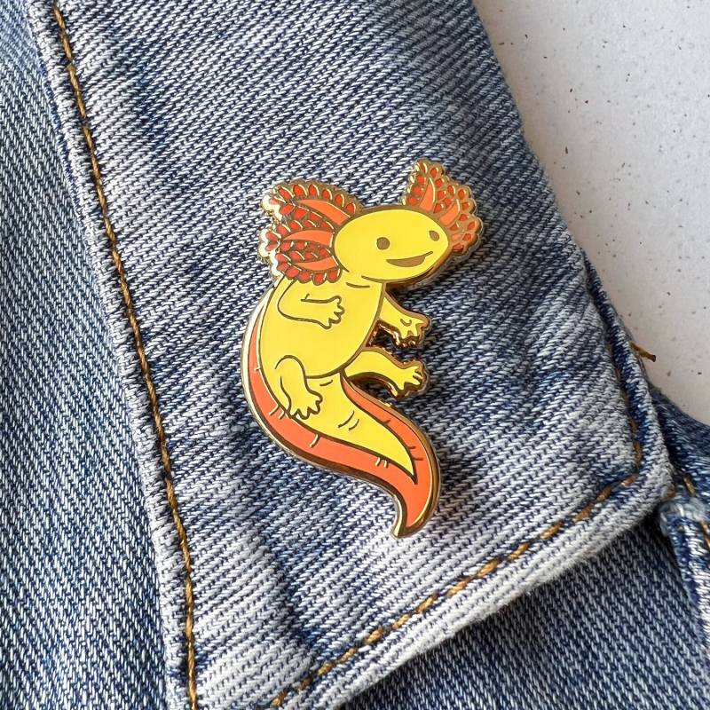 Original Axolotl Hard Enamel Pin - Glow in The Dark Gelb Anstecknadel Cloisonné Anstecker von Ohjessicajessica