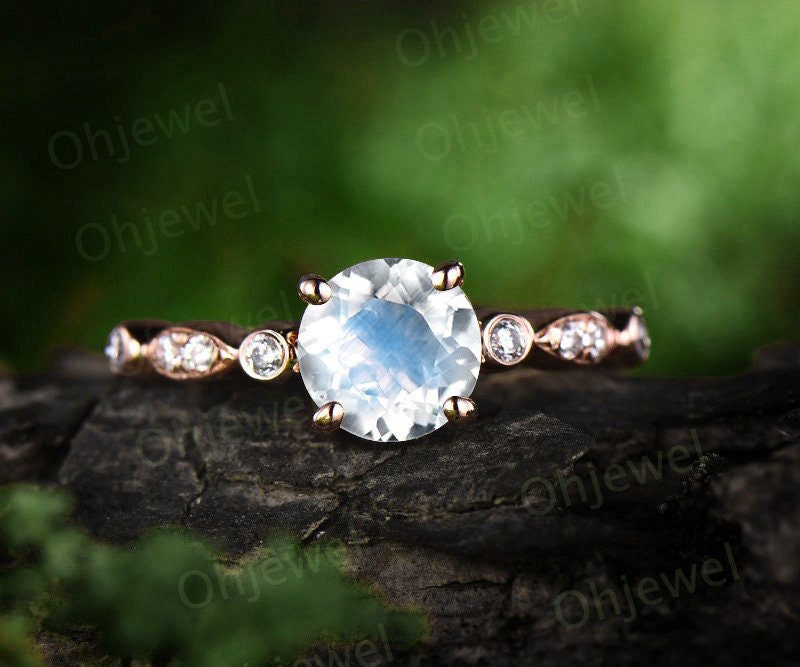 1Ct Blauer Mondstein Verlobungsring Roségold 14K/18K Diamant Ehering Ring Gold Juni Geburtsstein Marquise Versprechen 1Ct Blauer Mondstein Verlobungsring Roségold 14K/18K Diamant Ehering Ring Gold Juni Geburtsstein Marquise Versprechen von Ohjewel