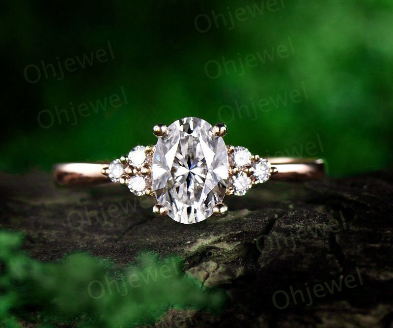 Oval Geschnittener Moissanit Verlobungsring 14K 18K Roségold 7 Stein Ring Für Frauen Zierlich Unikat Vintage Ehering Oval Geschnittener Moissanit Verlobungsring 14K 18K Roségold 7 Stein Ring Für Frauen Zierlich Unikat Vintage Ehering von Ohjewel