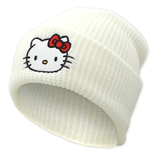 Ohjijinn Anime Beanie Niedliche Kawaii Beanie Strickmütze, Lustige Beanie Mütze Winter Skifahren Slouchy Warm Cap für Frauen Mädchen, Weiss/opulenter Garten, Einheitsgröße von Ohjijinn