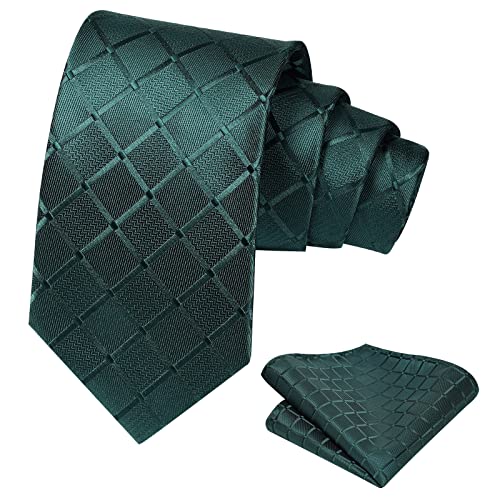 Ohlimuc Herren Krawatte Grün Schmal, Krawatten Set für Herren，Seidenkrawatte Herren Check Krawatte für Geschäft Party（Geschenk-Box） von Ohlimuc