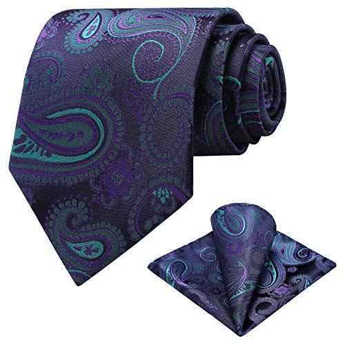 Ohlimuc Krawatten Set Herren (8.5cm), Paisley Krawatte Einstecktuch Set, Klassisch Elegant Hochzeit Krawatte Taschentuch für Formelle Kleidung, Feier, Partys (Geschenkbox) von Ohlimuc