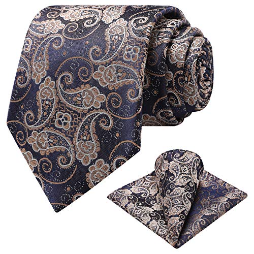 Ohlimuc Krawatten Set Herren (8.5cm), Paisley Krawatte Einstecktuch Set, Klassisch Elegant Hochzeit Krawatte Taschentuch für Formelle Kleidung, Feier, Partys (Geschenkbox) von Ohlimuc