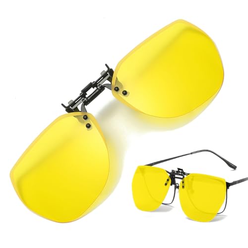 Polarisierte Clip-On Sonnenbrille UV400 Aufsatz Brille Polarisiert Nachtfahrbrille Clip, Ultraleicht Night Vision Goggles Sonnenbrillen HD Sichtglas für Männer und Frauen von Ohling