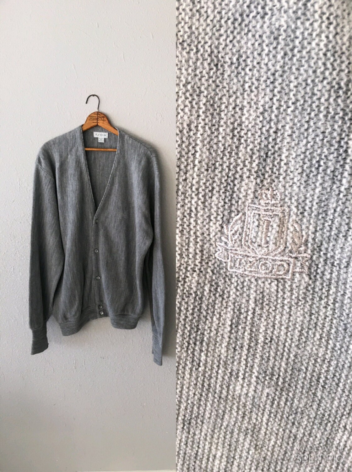 1980Er Jahre Izod Vintage Mr. Rogers Graue Strickjacke von Ohluluvintage