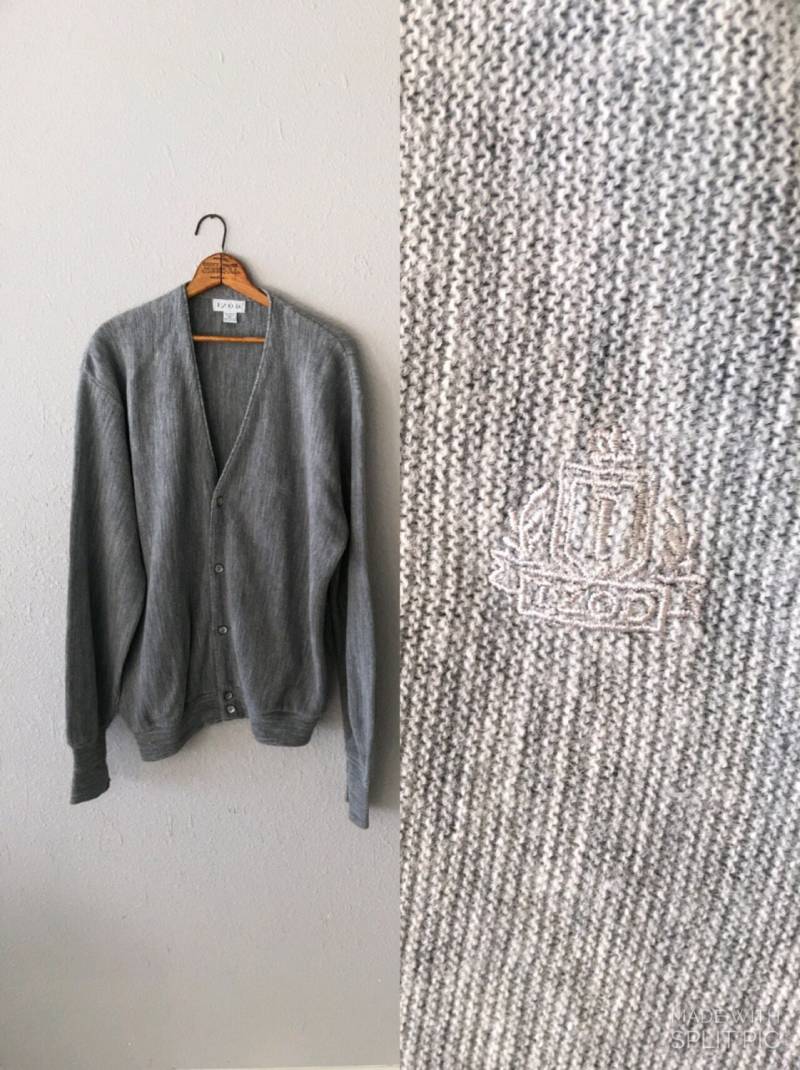 1980Er Jahre Izod Vintage Mr. Rogers Graue Strickjacke von Ohluluvintage