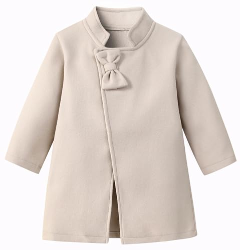 Ohohyy Kleinkind Baby Mädchen Kleid Mantel Langärmel Einfarbe Kleidung Jacke Herbst Outfit（Beige,2-3 Jahre） von Ohohyy