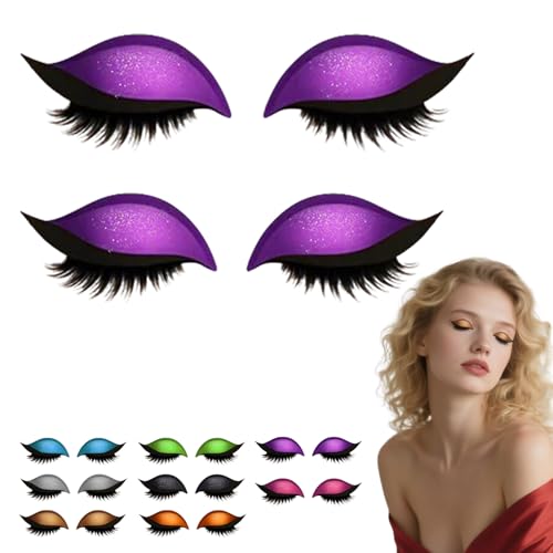 Lazy Eye Shadow Eyelash Patch,2-in-1 Wiederverwendbare Augen Make-up Aufkleber,Eyeshadow Eyelashes Makeup Stickers,lazy Eye Shadow Wimpernpflaster,Natural Curl, Waterproof, Long-Lasting-G-2pcs von Ohphnt