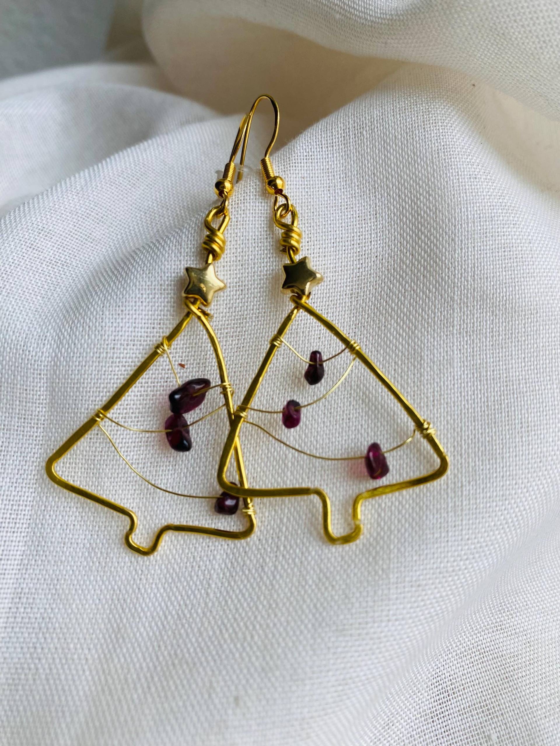 Ohrringe Weihnachten, Weihnachtsfeier, Ideen Für Die Hängeohrringe Gold, Granat, Granatstein, Gold Ohrringe Weihnachten, Weihnachtsfeier, Ideen Für Die Hängeohrringe Gold, Granat, Granatstein, Gold von Ohrglanz