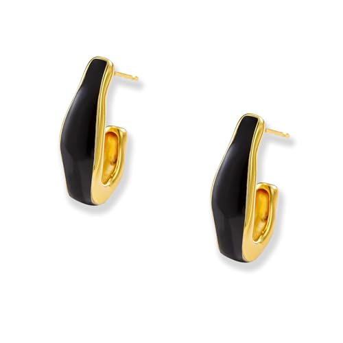 MIDNIGHT CURVE DAMEN-CREOLEN OOR – 14 K VERGOLDET, 925 STERLING-SILBER-STECKER OHRRING von Ohrlala