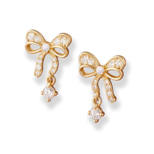 SWEET BOW DAMEN-OHRSTECKER – 14 K VERGOLDET, SCHLEIFEN-DESIGN, 925 STERLING-SILBER-STECKER, HYPOALLERGEN & NICKELFREI von Ohrlala