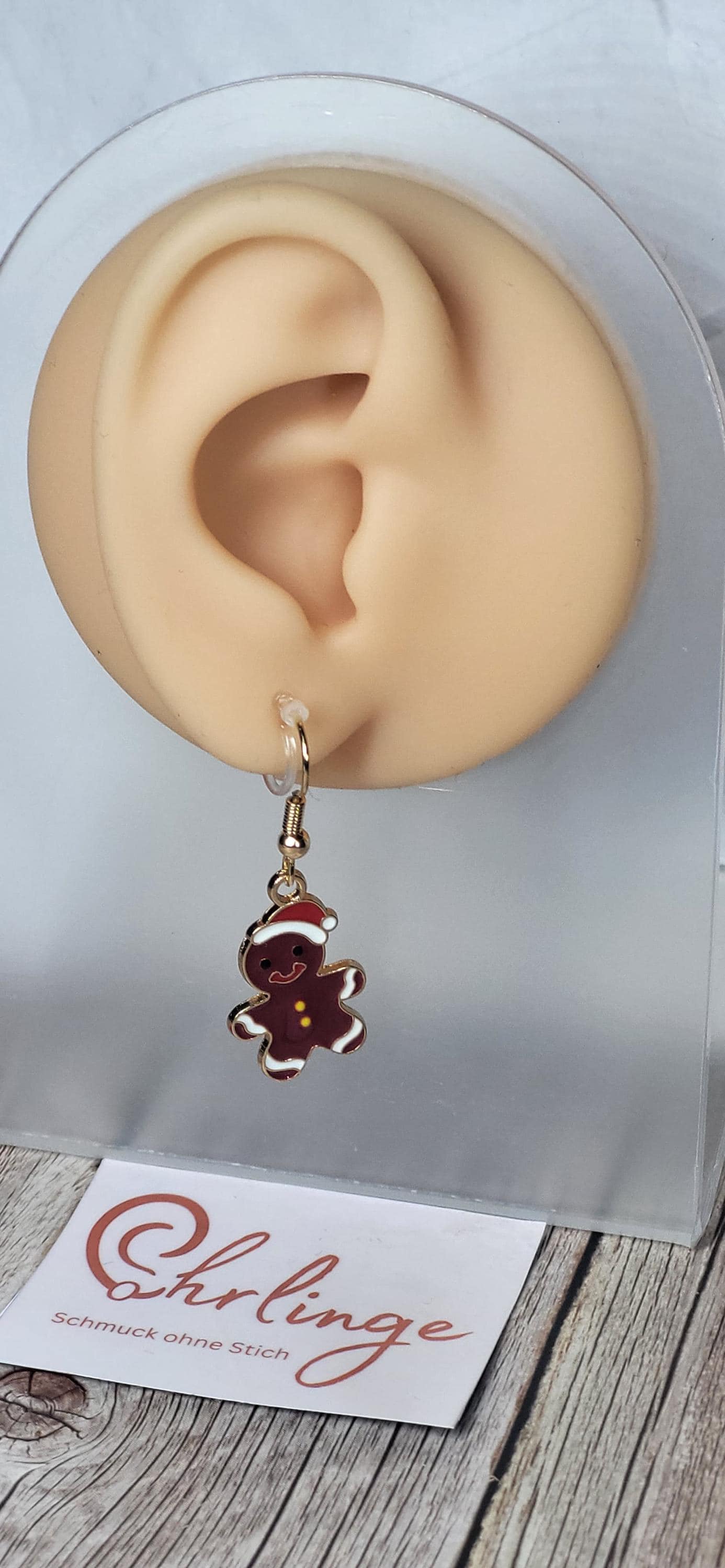 Lebkuchenmann/Ohrclips Kinder/Ohrringe Ohne Ohrloch/Weihnachten/Christmas/Schmerzfreie Ohrringe/Ohrschmuck Stechen/Geschenk Mädchen von OhrlingeShop