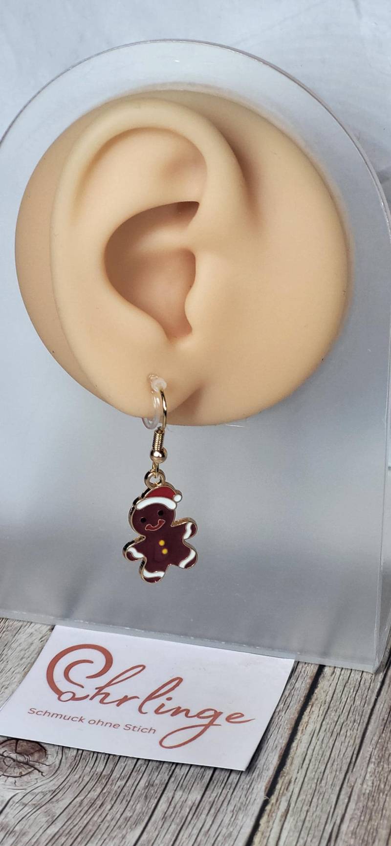 Lebkuchenmann/Ohrclips Kinder/Ohrringe Ohne Ohrloch/Weihnachten/Christmas/Schmerzfreie Ohrringe/Ohrschmuck Stechen/Geschenk Mädchen von OhrlingeShop
