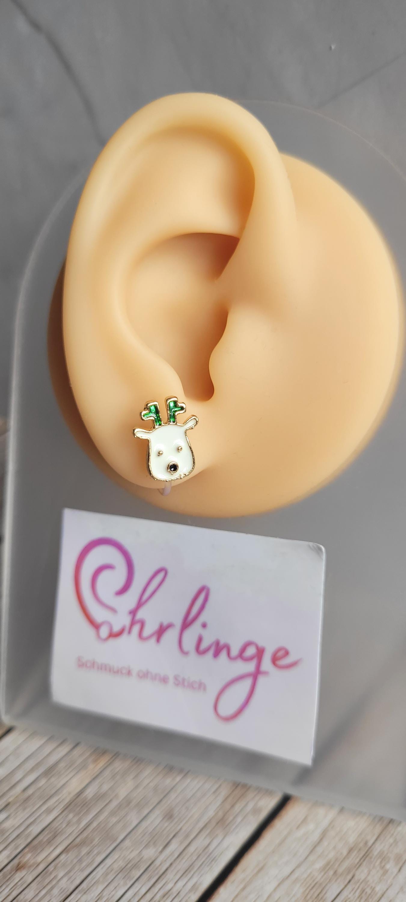Rentier/Ohrclips Kinder/Ohrringe Ohne Ohrloch/Weihnachten/Christmas/Schmerzfreie Ohrringe/Ohrschmuck Stechen/Geschenk Mädchen/Reindeer von OhrlingeShop