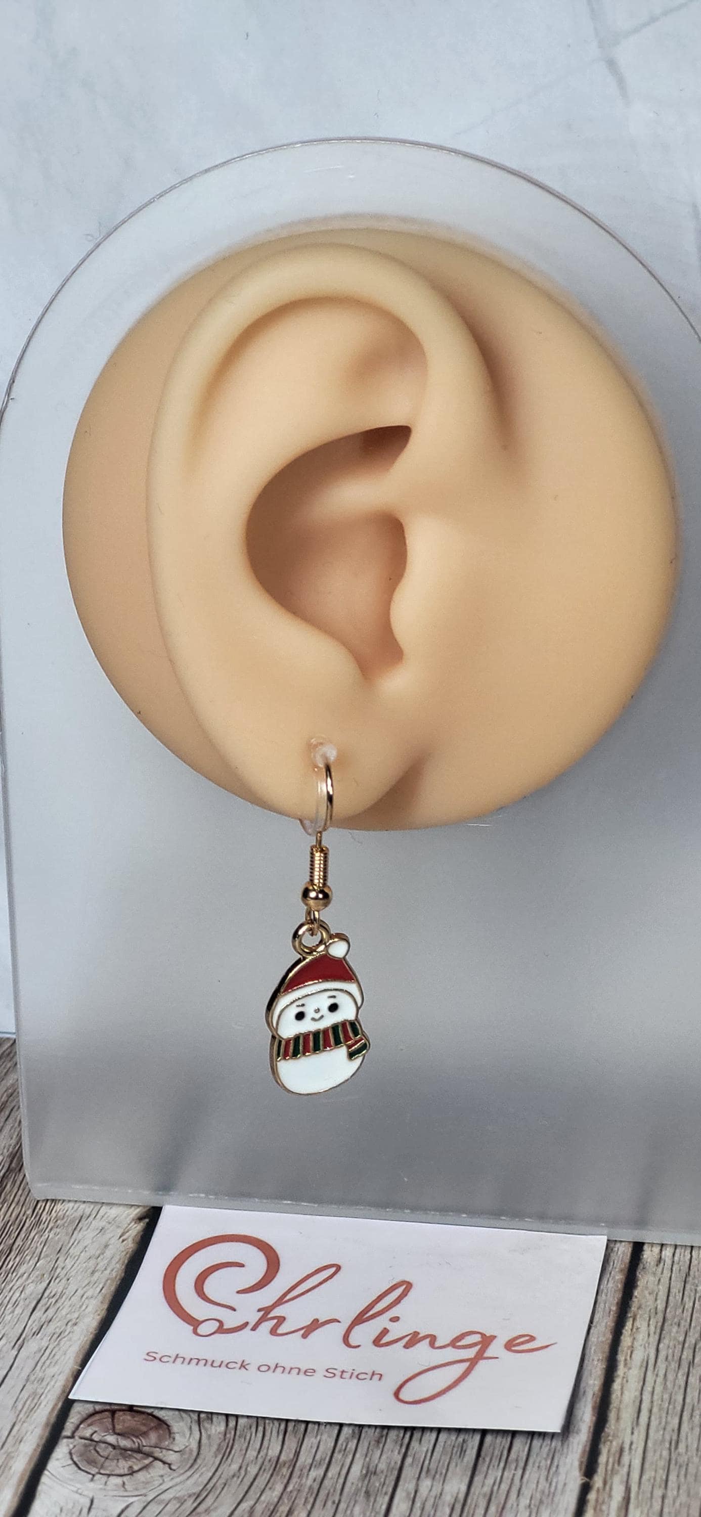 Schneemann/Ohrclips Kinder/Ohrringe Ohne Ohrloch/Piercing Free/Schmerzfreie Ohrringe/Ohrschmuck Stechen/Geschenk Mädchen/Candy Cane von OhrlingeShop