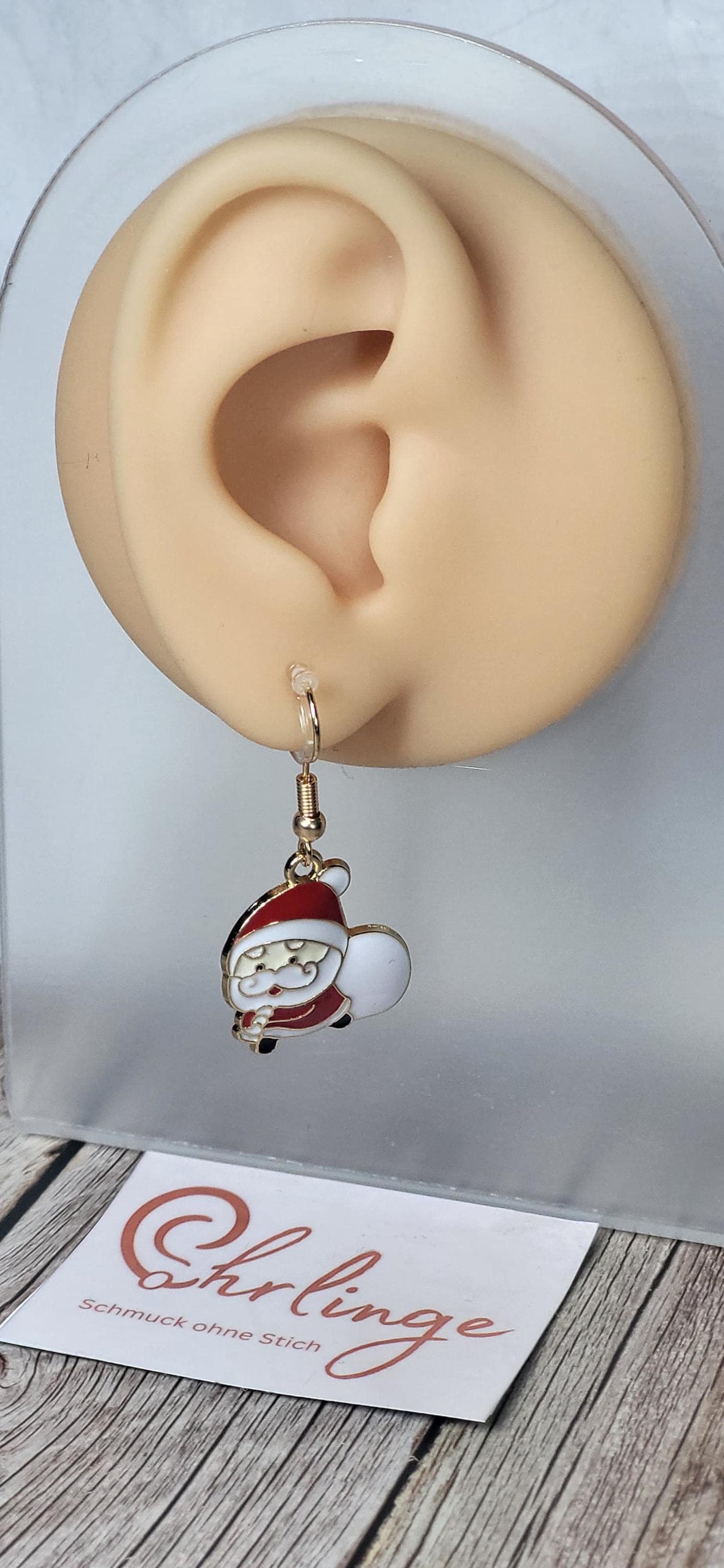 Weihnachtsmann/Ohrclips Kinder/Ohrringe Ohne Ohrloch/Piercingfree/Schmerzfreie Ohrringe/Ohrschmuck Stechen/Geschenk Mädchen/Santa Claus von OhrlingeShop