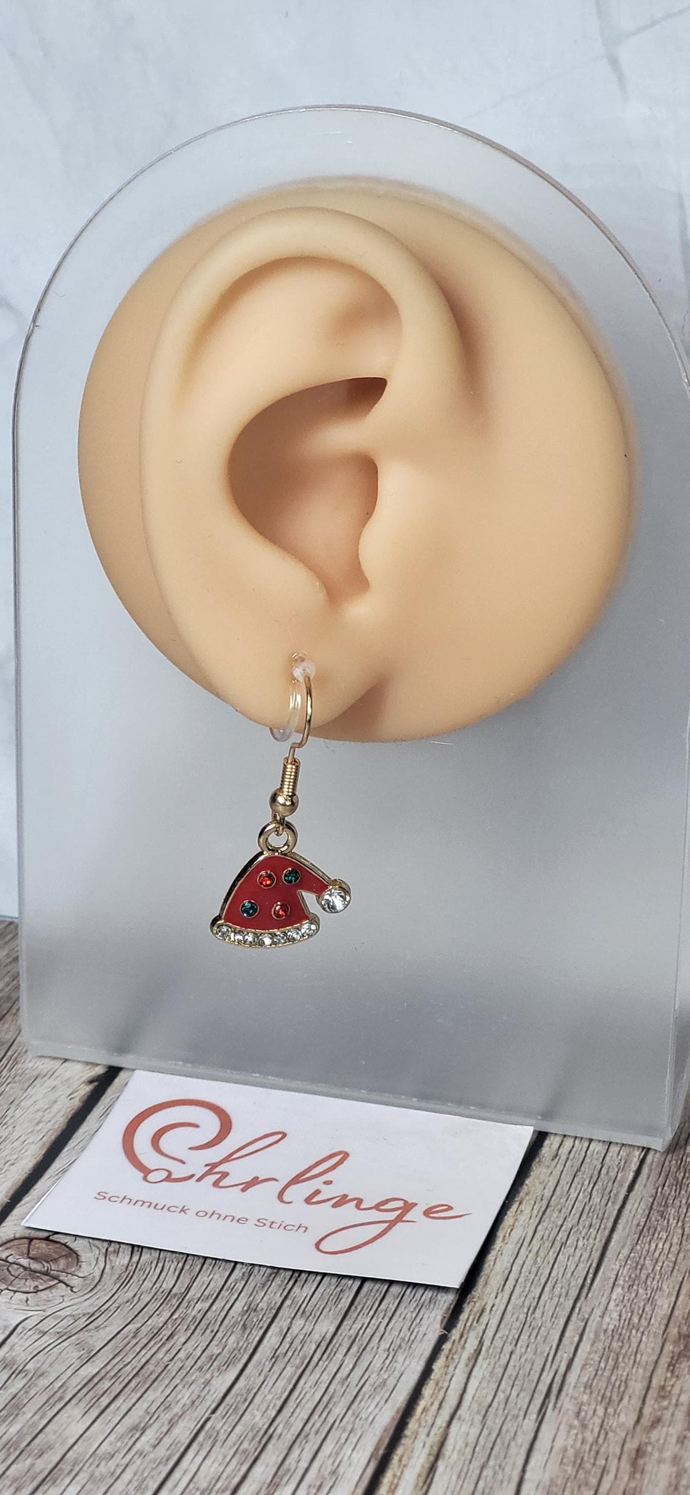 Weihnachtsmütze/Ohrclips Kinder/Ohrringe Ohne Ohrloch/Weihnachten/Christmas/Schmerzfreie Ohrringe/Ohrschmuck Stechen/Geschenk Mädchen von OhrlingeShop