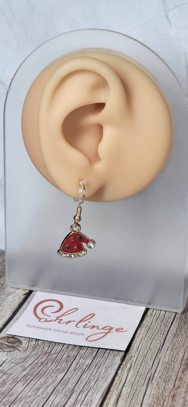 Weihnachtsmütze/Ohrclips Kinder/Ohrringe Ohne Ohrloch/Weihnachten/Christmas/Schmerzfreie Ohrringe/Ohrschmuck Stechen/Geschenk Mädchen von OhrlingeShop