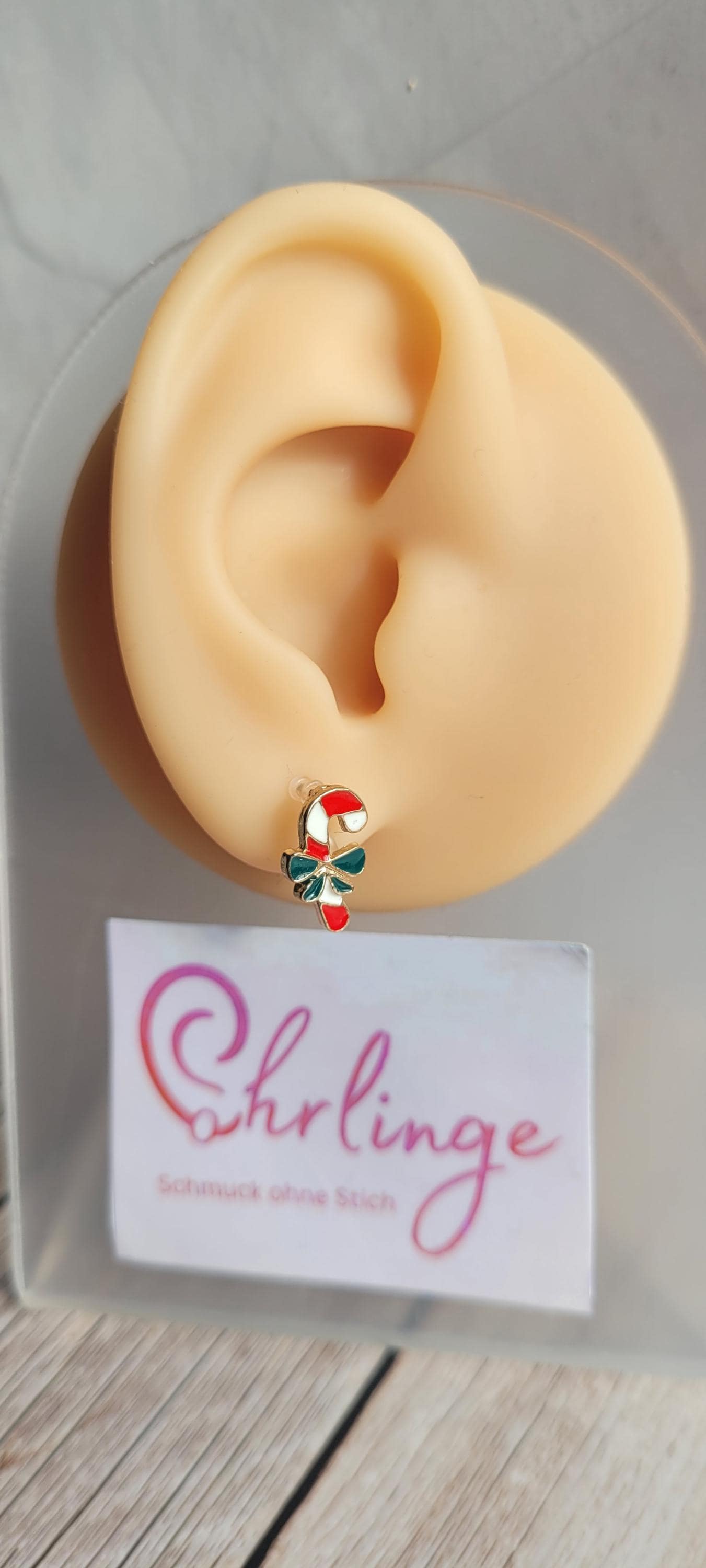 Zuckerstange/Ohrclips Kinder/Ohrringe Ohne Ohrloch/Weihnachten/Christmas/Schmerzfreie Ohrringe/Ohrschmuck Stechen/Geschenk Mädchen von OhrlingeShop