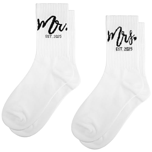 Ohtum Brautsocken, Weiß, Junggesellinnenabschied, Geschenk für zukünftige Braut, Hochzeitsgeschenk, Frauensocke, Brautparty, Partygeschenk, Mrs-mr-2025, Einheitsgröße Ohtum Brautsocken, Weiß, Junggesellinnenabschied, Geschenk für zukünftige Braut, Hochzeitsgeschenk, Frauensocke, Brautparty, Partygeschenk, Mrs-mr-2025, Einheitsgröße von Ohtum