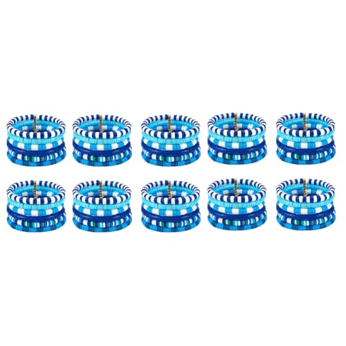Ohulelks 10PCS Blaue Freundschaftsarmband-Sets Perlen-Stretch-Armbänder Strandschmuck für Frauen Damen-Stretch-Armbänder von Ohulelks