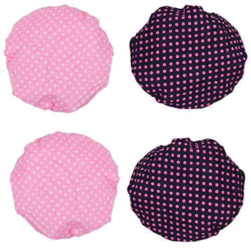 Ohulelks 4 StüCk Wasserdichte Dusch Hauben Doppelschicht Badehut Breite Elastische Kopf Bedeckung für Frauen Haar Badezimmer von Ohulelks