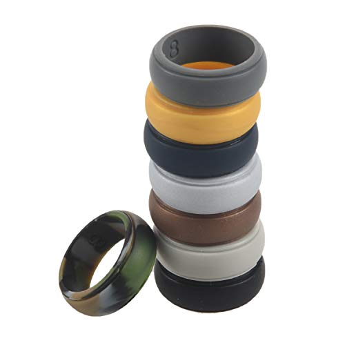Ohulelks 8 Mm Beliebte Gold Silber Schwarz Männer Silikon Kühle Ringe Frauen Gummi Ehering Umwelt Sport Ring 8 Stücke Set # 8 von Ohulelks