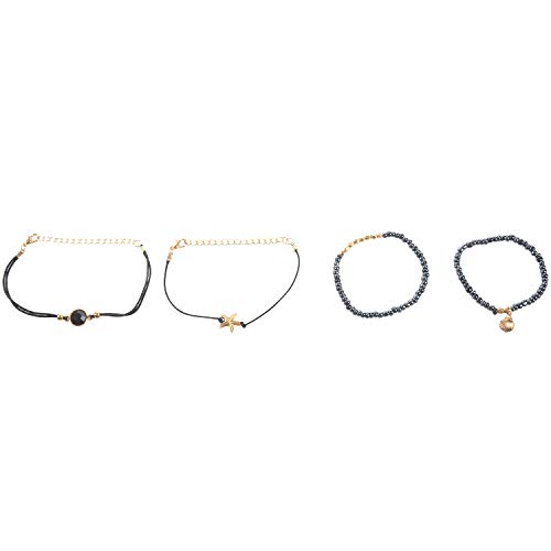 Ohulelks Böhmische Seestern Schale Perlen Armband Set Damen Retro Mode Kette Armband Schmuck Geschenk von Ohulelks