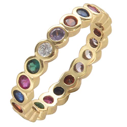 Ohulelks Gold GefüLlt Gepflasterte Multi Farbe Regenbogen DüNne Stapel Runde Finger Ring für Hochzeit Geschenk Neueste Neue Ankunft Schmuck 6 von Ohulelks
