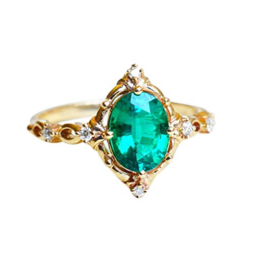 Ohulelks Kleine GrüNe Oval Zirkon Ring DüNne Fingerring Farbe Hochzeit Ringe für Frauen Modeschmuck Z45-8 von Ohulelks