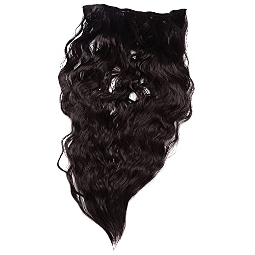 Ohulelks Lange Clips In Haar Verlängerung Synthetische Natur Haar Wasser Welle Blond Schwarz für Frauen Beständige 4# von Ohulelks