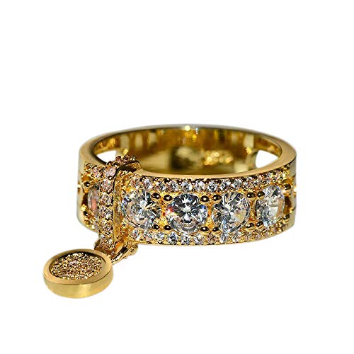 Ohulelks Neue Überzogene Scheibe Ring Wunderschöne Runde Strass Verlobungs Ring Hochzeit Schmuck Damen Mode Kreative Zirkon Hand Schmuck Gold 7 von Ohulelks