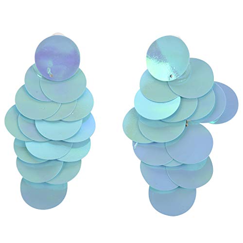 Ohulelks Ohrstecker aus Kunststoff, rund, Pailletten, lange Quaste, Fischschuppe, Pailletten, Blau, Kunststoffplatte, Legierung Ohulelks Ohrstecker aus Kunststoff, rund, Pailletten, lange Quaste, Fischschuppe, Pailletten, Blau, Kunststoffplatte, Legierung von Ohulelks