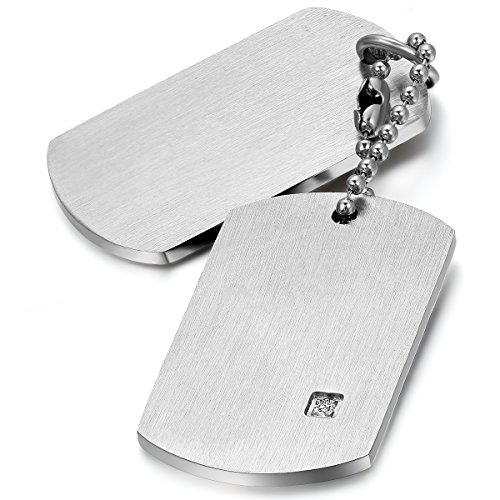 OIDEA Herren Halskette Dogtag Silber: Dog Tag Kette mit 2 Hoch Poliert Edelstahl Erkennungsmarken Dog Tag Anhänger mit O Kette Silber Schmuck Geschenk für Männer Junge von OIDEA