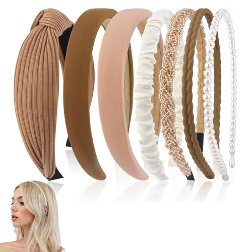 Oiieco 7 Stück Stirnbänder für Damen,Haarreifen Set,Perlenstirnband für Damen Mädchen,verschiedene Modelle,Stirnbänd Kunststoff Haarreif Stirnbänder Haarband für Mädchen (Braun) Oiieco 7 Stück Stirnbänder für Damen,Haarreifen Set,Perlenstirnband für Damen Mädchen,verschiedene Modelle,Stirnbänd Kunststoff Haarreif Stirnbänder Haarband für Mädchen (Braun) von Oiieco