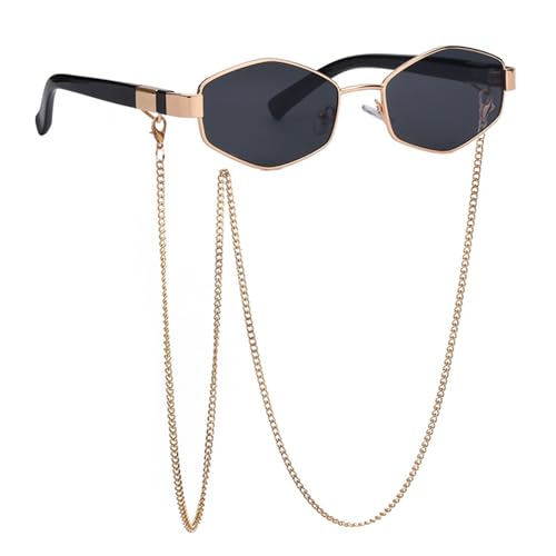 Oiieco Sechseck-Sonnenbrille mit Metallrahmen, Retro-Stil, goldfarben, für Damen, luxuriös, sechseckig, UV400 Oiieco Sechseck-Sonnenbrille mit Metallrahmen, Retro-Stil, goldfarben, für Damen, luxuriös, sechseckig, UV400 von Oiieco