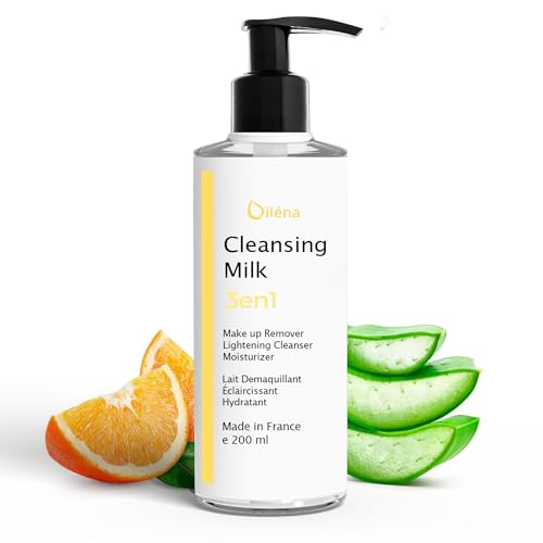 3in1 Feuchtigkeitsspendende Reinigungsmilch | Make-Up Entferner | Beruhigt Trockene Haut | Hochverträglicher Gesichtsreiniger | Vegan, Parabenfrei | Reinigt und Strahlt, 200 ML von Oïléna