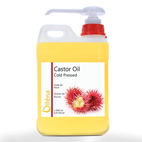 Reines Rizinusöl Beschleunigt das Wachstum von Haaren Wimpern Bärten und Nägeln Kaltgepresst Mit Haarausfall-Serum für Männer und Frauenhaar 100% Vegan 2000 ml von Oïléna