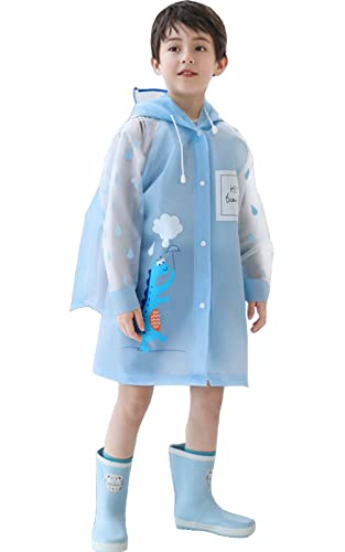 Regenponcho Kinder Schulranzen Regencape Wasserdicht für Kinder Jungen für Mädchen Mehrweg mit Ärmel mit Rucksack mit Reflektoren Blau 3XL von Ojostern