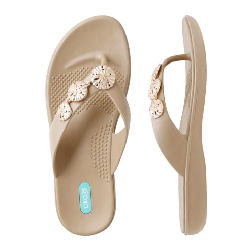 Oka-B Damen Elle Melanie Flip Flop Sandale mit Sand Dollar Charms, Chai, 8-9 Oka-B Damen Elle Melanie Flip Flop Sandale mit Sand Dollar Charms, Chai, 8-9 von Oka-B
