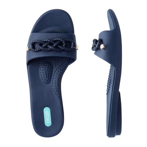 Oka-B Damen Grace Cici Slip-On Slide Sandale mit Seil-Charms, Saphir, 6.5-7.5 von Oka-B