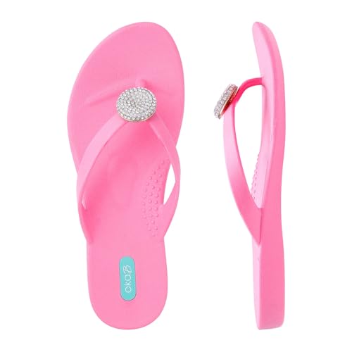 Oka-B Damen Lucky Strass Flip Flop Sandalen, Pink (Electric Pink), 37.5 EU von Oka-B