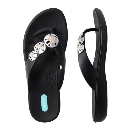 Oka-B Damen Mellita Gold Sand Dollar Flip Flop Sandalen, Lakritze, 5-6 von Oka-B