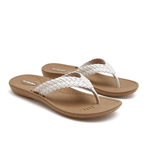 OKABASHI Baha Flip-Flop für Damen, konturiertes Fußbett mit Fußgewölbeunterstützung für ganztägigen Komfort, rutschfest und wasserdicht, nachhaltig hergestellt in den USA, Toffee/Vanille, Large OKABASHI Baha Flip-Flop für Damen, konturiertes Fußbett mit Fußgewölbeunterstützung für ganztägigen Komfort, rutschfest und wasserdicht, nachhaltig hergestellt in den USA, Toffee/Vanille, Large von Okabashi